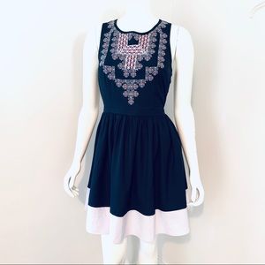 Sugar Lips Fit and Flare Dress Embroidered Details